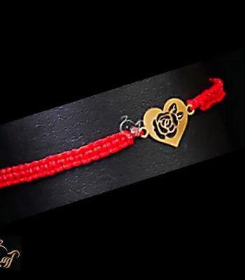 Gold bracelet - heart and flower design