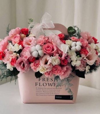 Pink Flowers In Bag