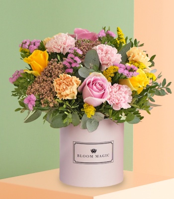 Birthday Flowers in Hatbox