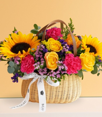 Sunflower and Carnations Basket