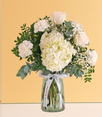 White Hydrangeas and Roses