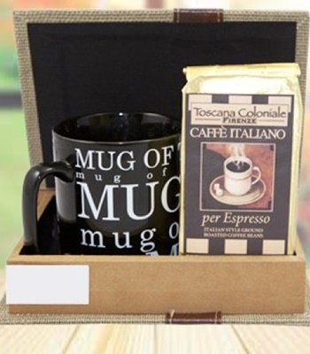 Coffee Basket with Black Coffee Mug - For Those Coffee Lovers
