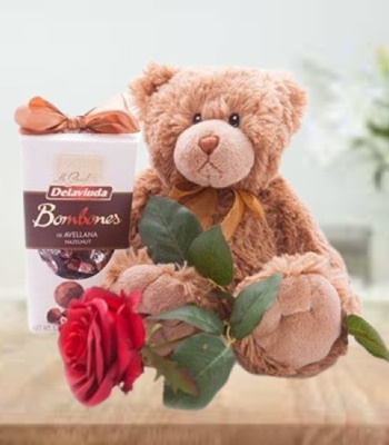 Plush Moments - Chocolates With Teddy and Roses