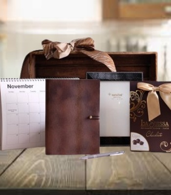 Corporate Gift Basket - Swiss Chocolates and Office Goodies