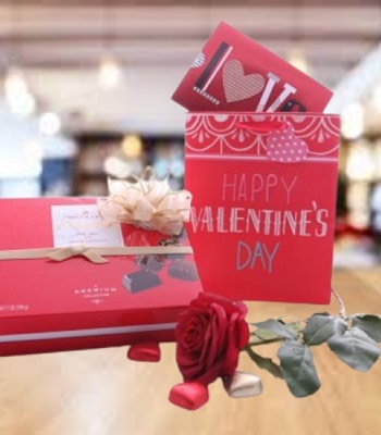 Red Rose Flower Bouquet with Assorted Chocolates