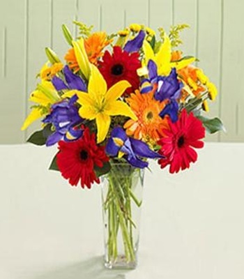 Arrangement Of Mix Flowers In Vase
