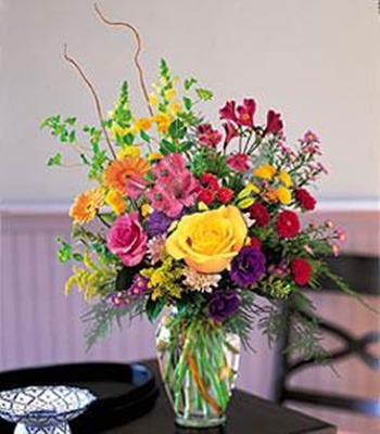 Mix Flower Arrangement in Glass Vase