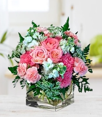 Mixed Seasonal Flowers - Free Glass Vase