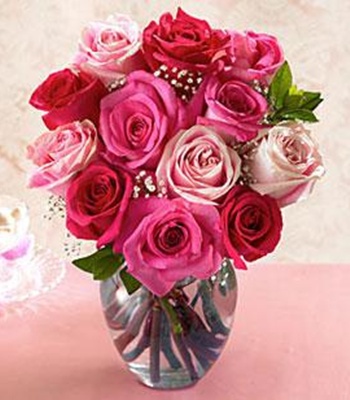 Roses In Vase - Pink, Purple and Lavender Roses