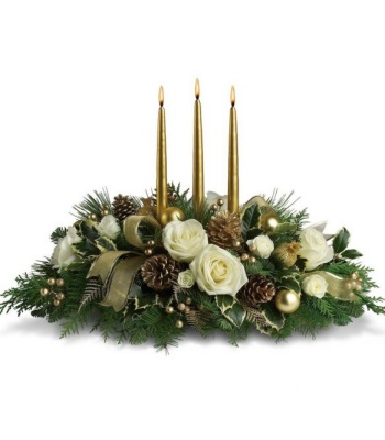 Golden Light Christmas centerpiece
