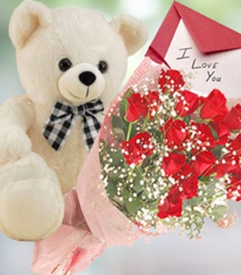 Red Roses and Teddy Bear