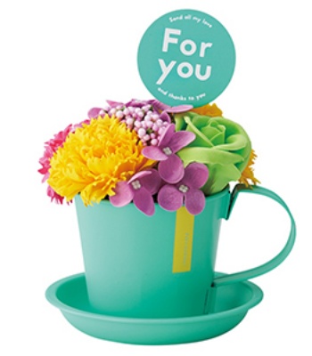 Artificial Rose & Carnation Soap Flowers in Mug