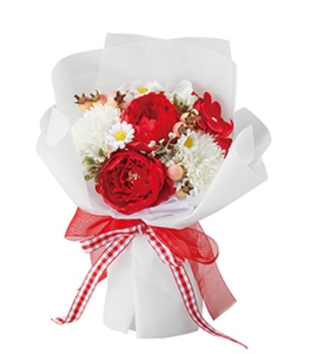 Happy White & Red Decorative Soap Flower Bouquet