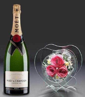 Moet & Chandon Champagne  with Designer Fairy Heart Roses