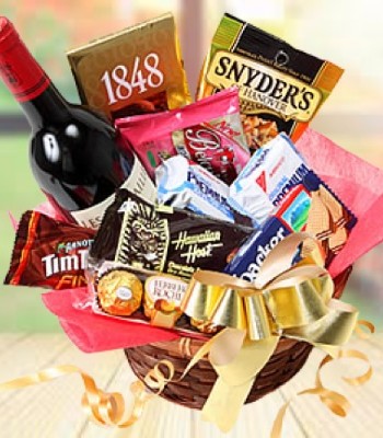 Red Wine and Gourmet Gift Basket