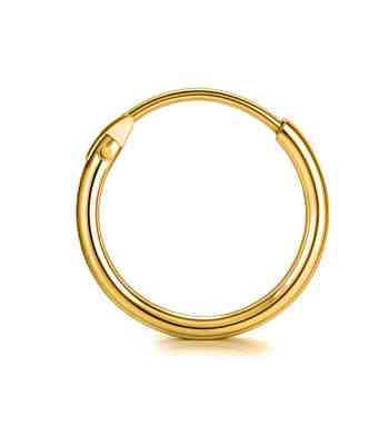 12mm Classic Hoop Earrings For Men Gold-Plated 925 Sterling Silver