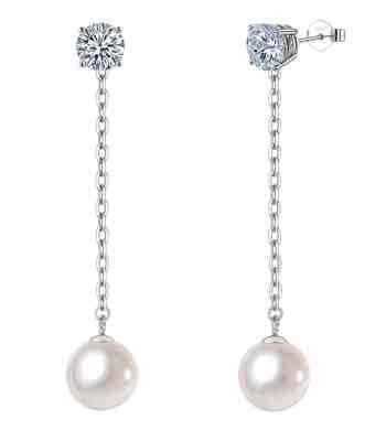 925 Silver Pearl Petite Drop Earrings For Women