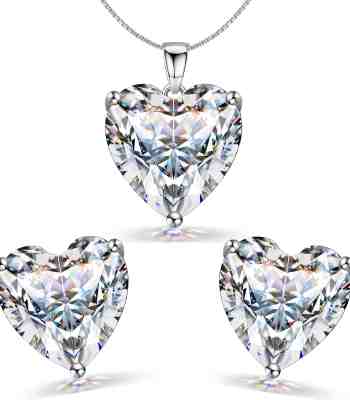 American Diamond Heart Solitaire Set In 925 Sterling Silver