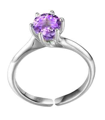 Amethyst Ring | Martini Solitaire Adjustable 925 Sterling Silver
