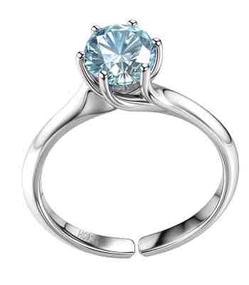 Aquamarine Ring | Martini Solitaire Adjustable 925 Sterling Silver