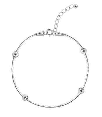 Beaded Snake Chain Bracelet In 925 Sterling Silver