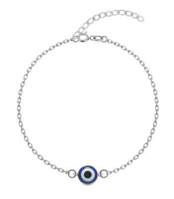 Blue Evil Eye Bracelet In 925 Silver For Girls