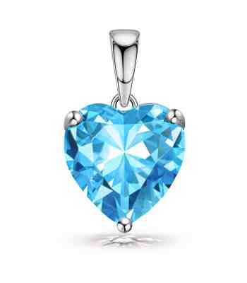 Blue Heart Pendant With Chain In 925 Sterling Silver