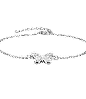 Butterfly Bracelet With American Diamond In 925 Sterling Silver