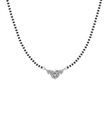 Chandi Mangalsutra Design: Angelic Solitaire Sterling Silver Necklace