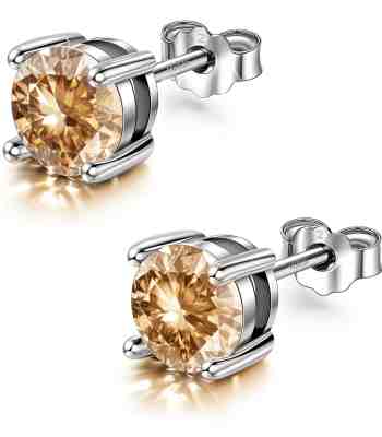 Citrine Solitaire Birthstone Earrings In 925 Sterling Silver