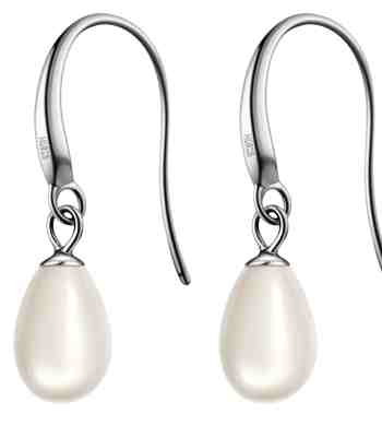 Classic Pear Shaped Drop Pearl Earrings In 925 Sterling Silver