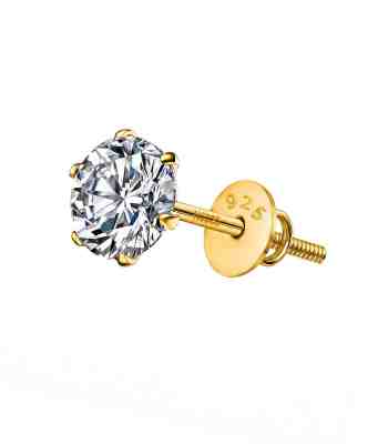 Classic Radiant 5mm Screwback Stud Earrings For Mens | 18K Gold Finish