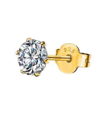 Classic Radiant 5mm Solitaire Stud Earrings For Mens | 18K Gold Finish