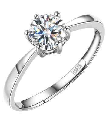 Classic Solitaire Ring | Adjustable American Diamond 925 Silver