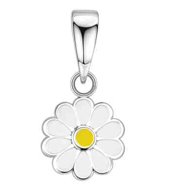 Dainty Daisy Flower Enamel Pendant For Girls In 925 Silver
