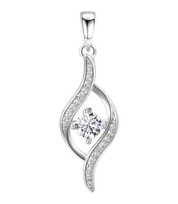 Dew Drop Solitaire Pendant With American Diamond In Sterling Silver