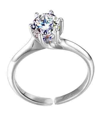 Diamond Solitaire Ring Silver For Women | Martini Adjustable