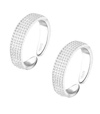 Dotted Band Adjustable Toe Rings In 925 Sterling Silver