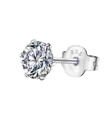 Ear Studs For Men Radiant Solitaire Earrings In 925 Sterling Silver