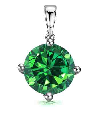Emerald Birthstone Pendant Necklace In 925 Sterling Silver