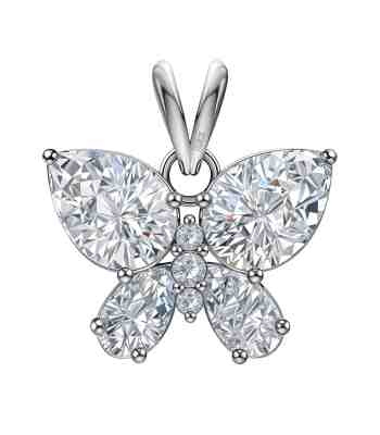 Enchanting Butterfly American Diamond Pendant In 925 Silver