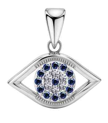 Evil Eye Stud Pendant Necklace In 925 Sterling Silver