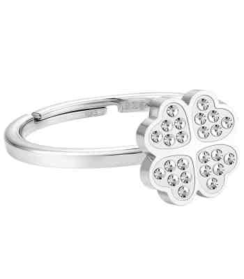 Four Leaf Clover Ring | American Diamond Adjustable 925 Silver