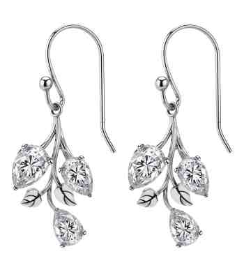 Gardenia Pear Drop Earrings With American Diamond In 925 Silver