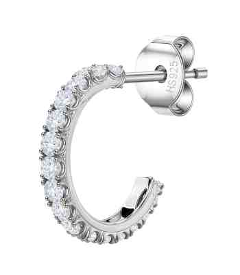 Half Hoop Stud Earrings For Men | Starry American Diamond Silver