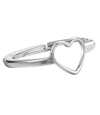 Heart Adjustable Ring In 925 Sterling Silver