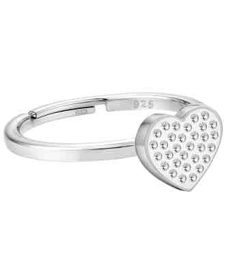 Heart Engagement Ring With American Diamond | Adjustable 925 Silver
