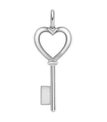Heart Key Pendant Necklace In 925 Sterling Silver For Women