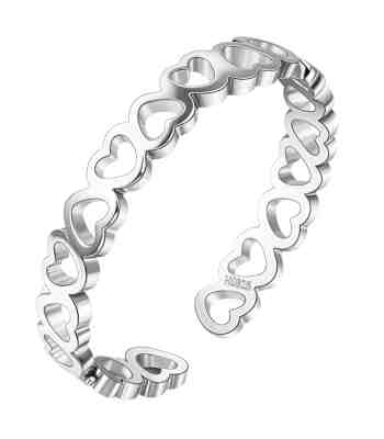 Heart Silver Ring | Connected Adjustable 925 Sterling Silver