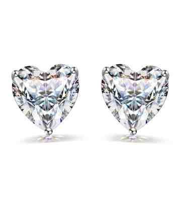Heart Solitaire Earrings In 925 Sterling Silver
